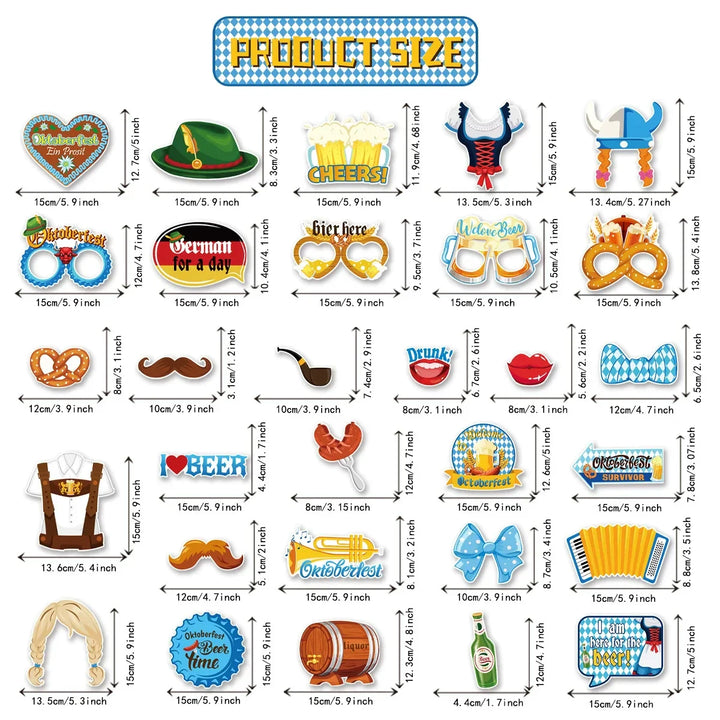 Sada fotorekvizit ve stylu Oktoberfestu (30 kusů) - 1+1 zdarma - GaudiSpaß Oktoberfest 2026