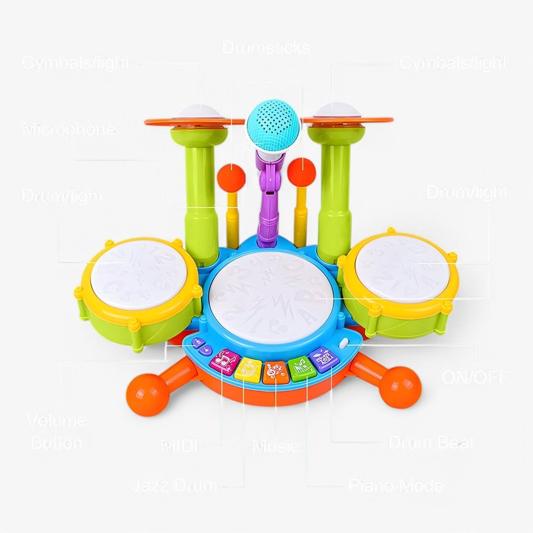Interaktivní učební bicí souprava s mikrofonem pro malé děti – RhythmusSpaß Mini