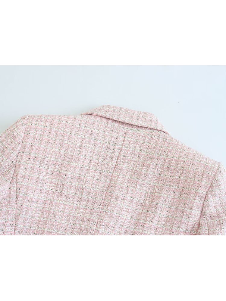 Rosa Tweed-Blazer Damen, elegantes Design, strukturierter Stoff, modisch, hochwertig
