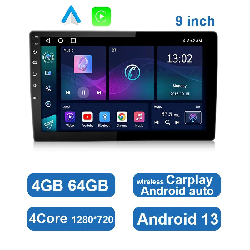 Univerzální autorádio s Androidem, dotykovým displejem, GPS a bezdrátovým CarPlay