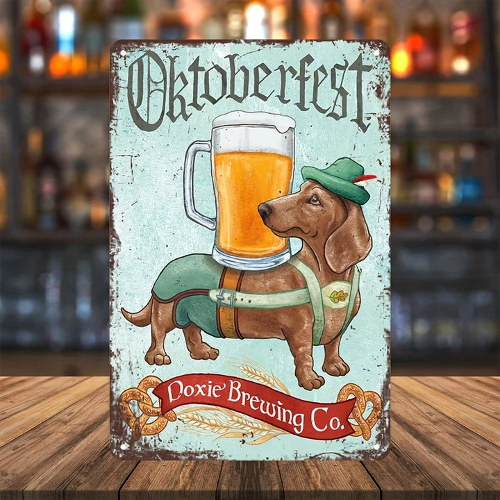 Vintage kovová cedule – WiesenDackel Oktoberfest 2026