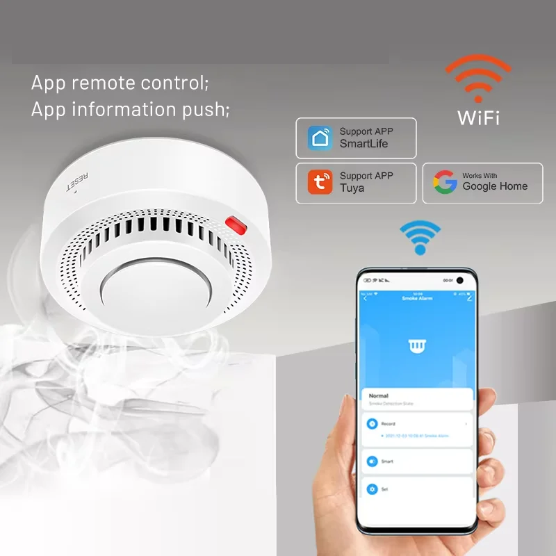 Inteligentní WiFi kouřový a požární hlásič 85 dB – SafeSense
