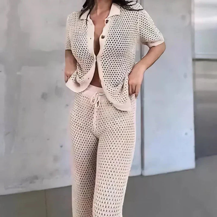 Vzdušný a stylový letní outfit s výřezy a dlouhými kalhotami pro ženy – Liora