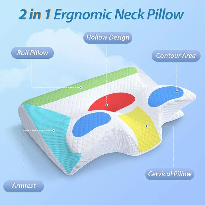 2v1 viskoelastický podpůrný polštář na krk s ergonomicky tvarovaným profilem – RestAlign