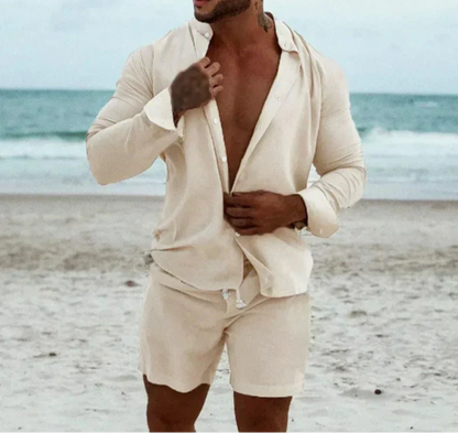 Vzdušný a stylový 2-dílný letní set s košilí a kraťasy pro muže – Marlo