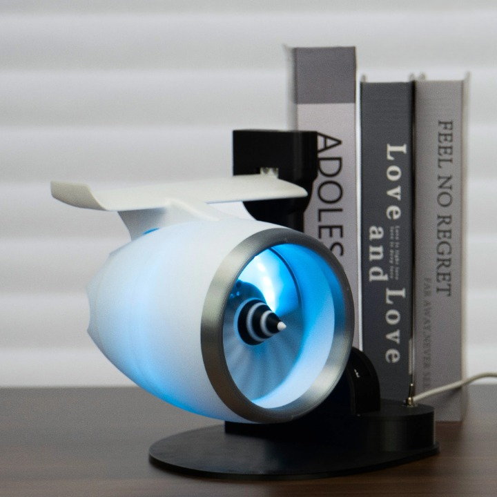 Zvlhčovač mlhy ve stylu turbínového ventilátoru s RGB osvětlením – AeroMist