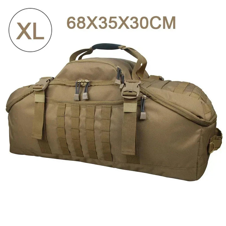 XL-Taktische Reisetasche, 68x35x30cm, beige, robust, vielseitig, Outdoor, Camping, Sport.