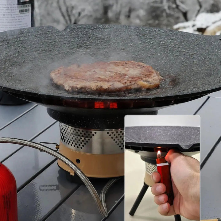 Přenosná hliníková grilovací pánev s rukojeťmi pro kempování a BBQ – Arlo