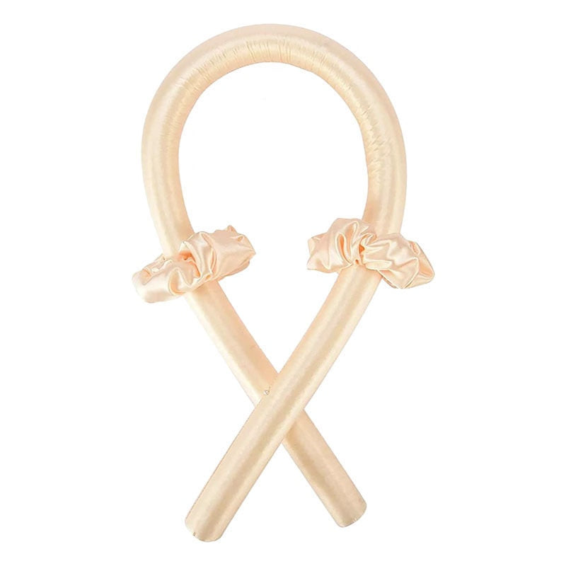 Seidenes Haarband Set, beige, mit zwei Scrunchies, für schonendes Styling und Haarpflege.