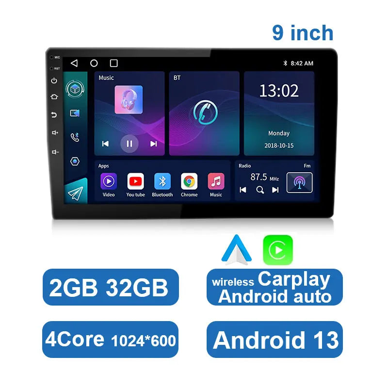 Univerzální autorádio s Androidem, dotykovým displejem, GPS a bezdrátovým CarPlay