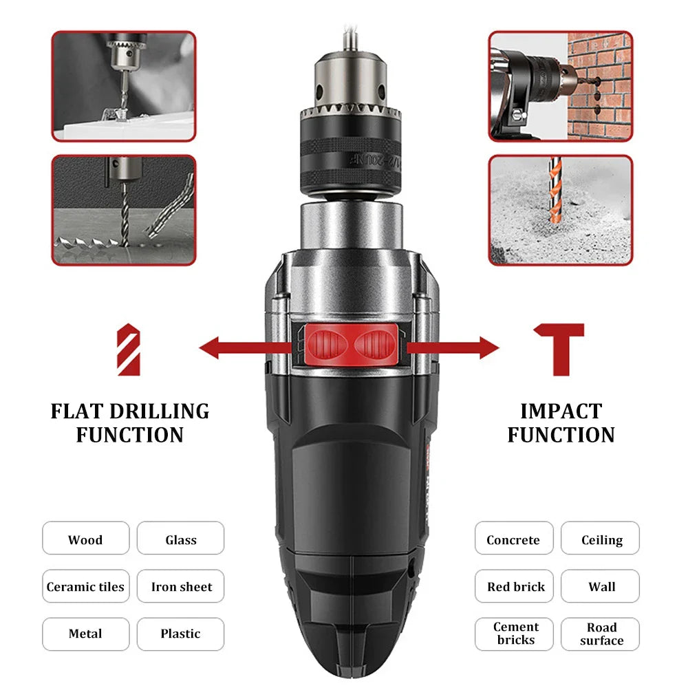 780W elektrický sekáč a vrták s plynule nastavitelnou rychlostí – DrillForce
