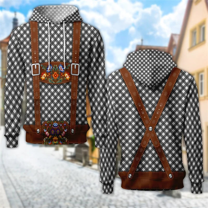 3D trachtenová mikina s kapucí a potiskem piva – ProstZeit Oktoberfest 2025