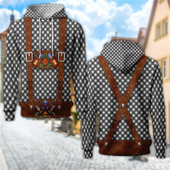 3D trachtenová mikina s kapucí a potiskem piva – ProstZeit Oktoberfest 2025