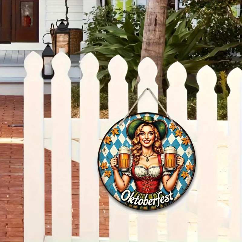 Kulatá nástěnná dekorace "Oktoberfest-Madl" (20 cm) – BierMaid Art Oktoberfest 2025