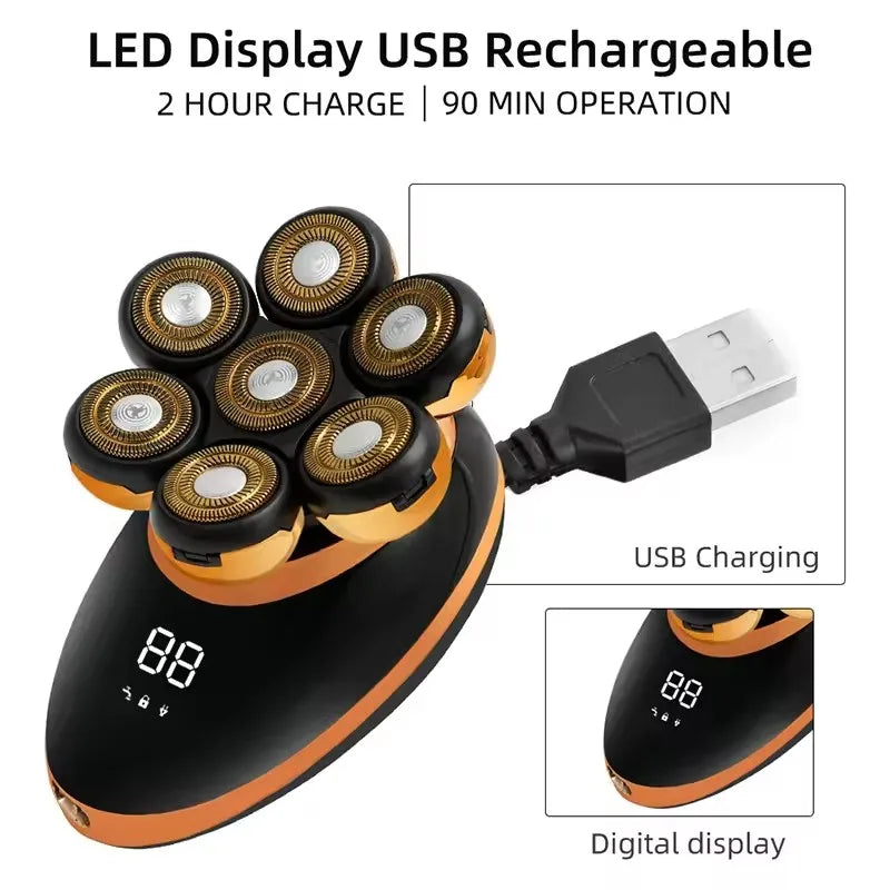 7D plovoucí elektrický holicí strojek s 5v1 sadou pro péči a vodotěsným provedením – FlexEdge