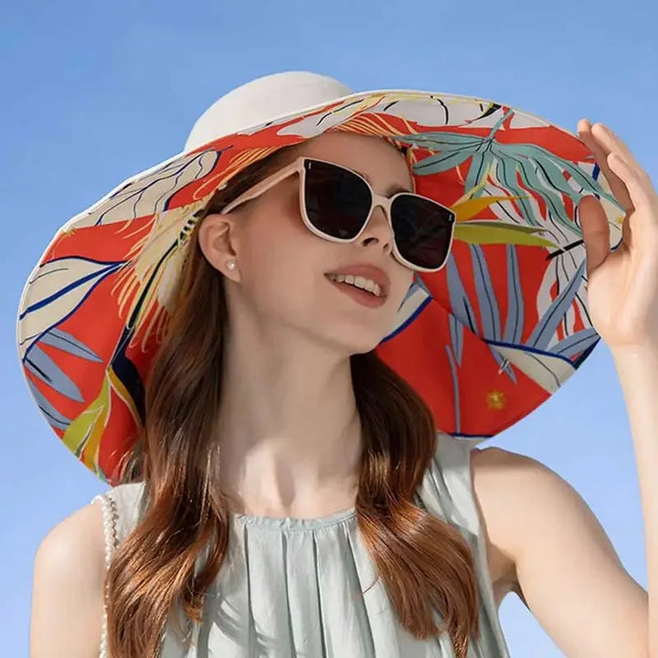 Oboustranný sluneční klobouk z bavlny s širokým lemem (56–60 cm) – Liora