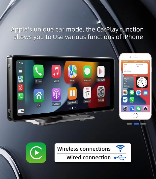 Univerzální 10,26palcový (26,06 cm) multimediální přehrávač do auta s bezdrátovým CarPlay a Android Auto