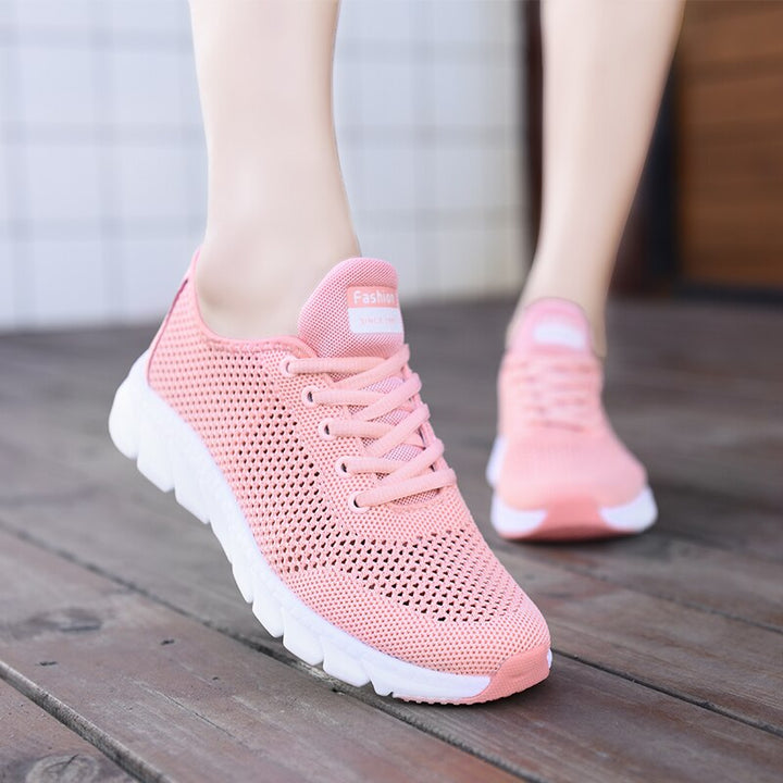 Rosa Damen-Sneaker, atmungsaktiv, Mesh, modisch, bequem, für Freizeit und Sport.