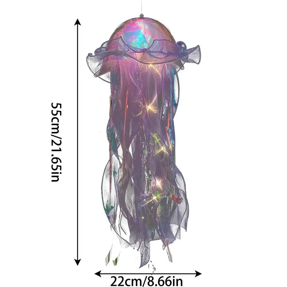 Hängende Quallenlampe, bunt, 55cm, Dekoration, LED, transparent, für Kinderzimmer.