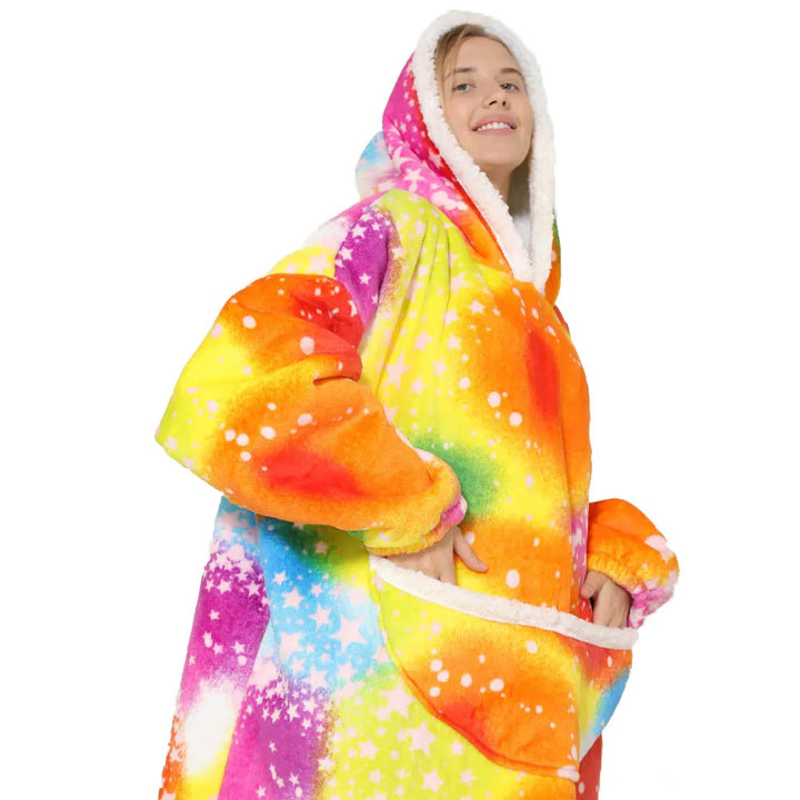 Přehnaná fleecová deka s kapucí a kapsami – SnugJoy