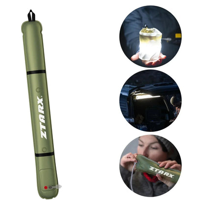 Grüne ZTARX aufblasbare LED-Campinglampe, tragbar, wasserdicht, Outdoor-Beleuchtung.