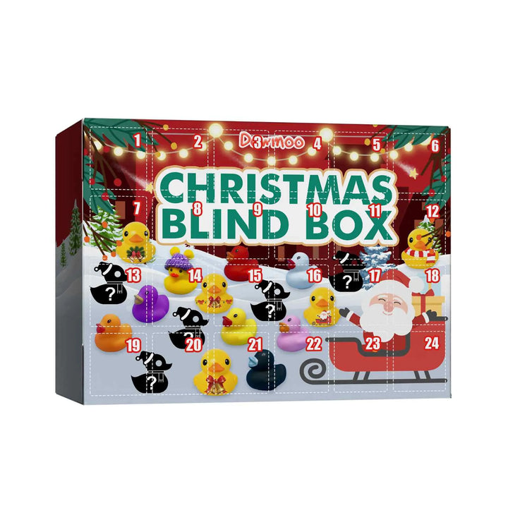 Weihnachts-Blindbox mit 24 Türchen, bunte Gummienten, Adventskalender, Geschenkidee.