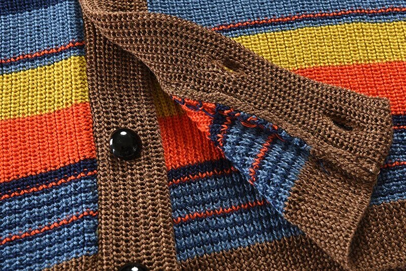 Pánský pletený cardigan s barevným blokem a geometrickým vzorem – Leandro