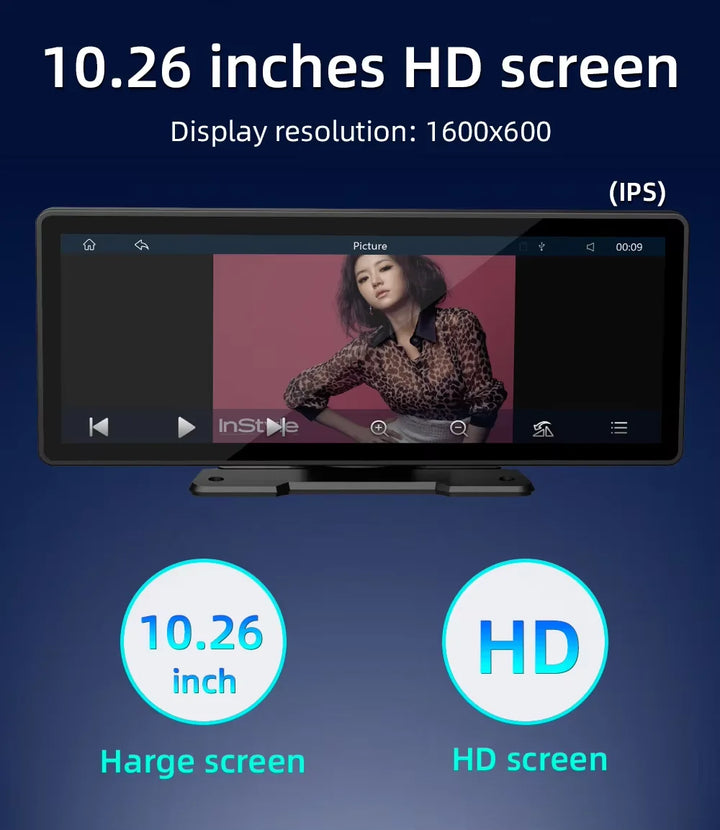 Univerzální 10,26palcový (26,06 cm) multimediální přehrávač do auta s bezdrátovým CarPlay a Android Auto