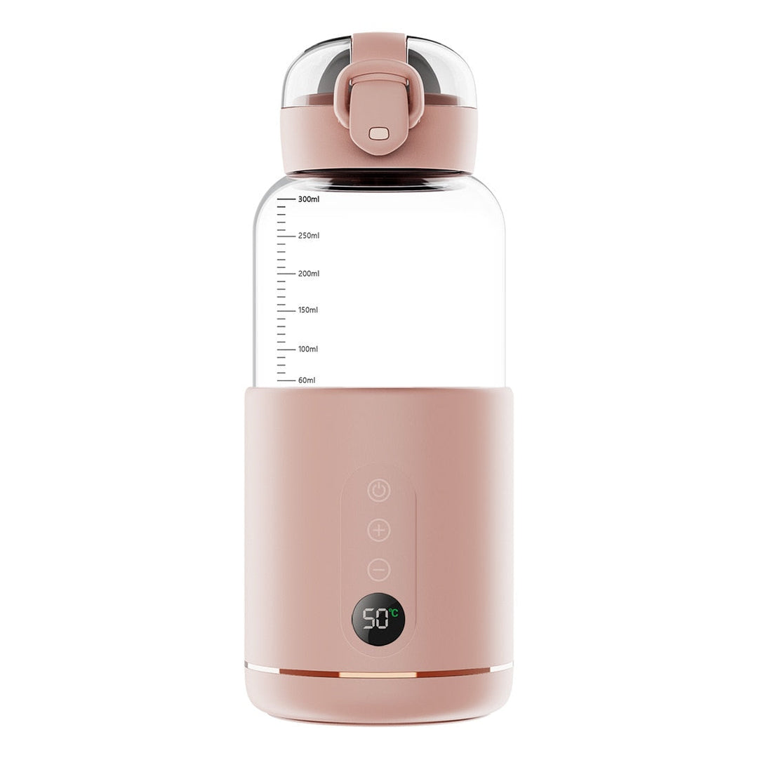 Rosa Thermosflasche mit Temperaturanzeige, 300ml, BPA-frei, doppelwandig, auslaufsicher.