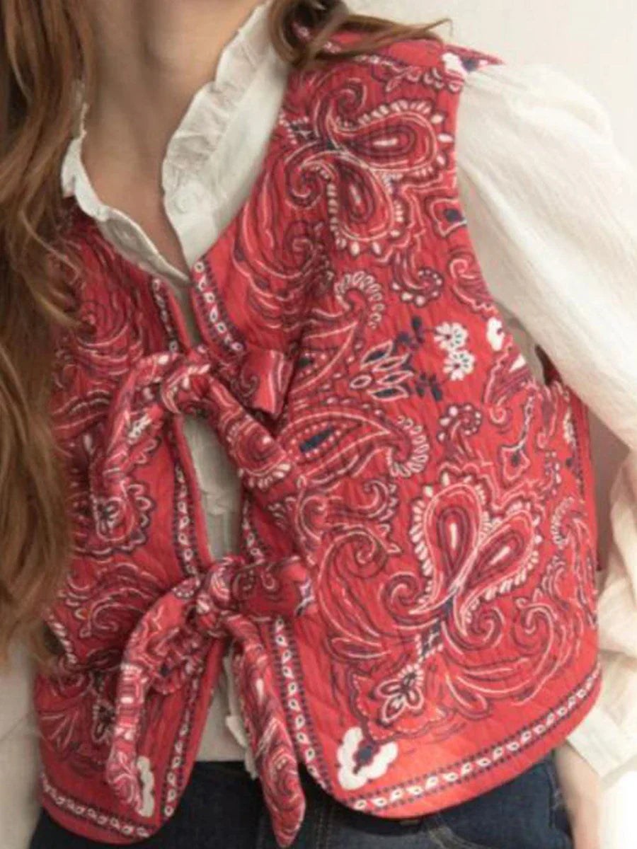 Y2K červený bandana zavinovací top – trendy cropovaný streetwear horní díl - Liora