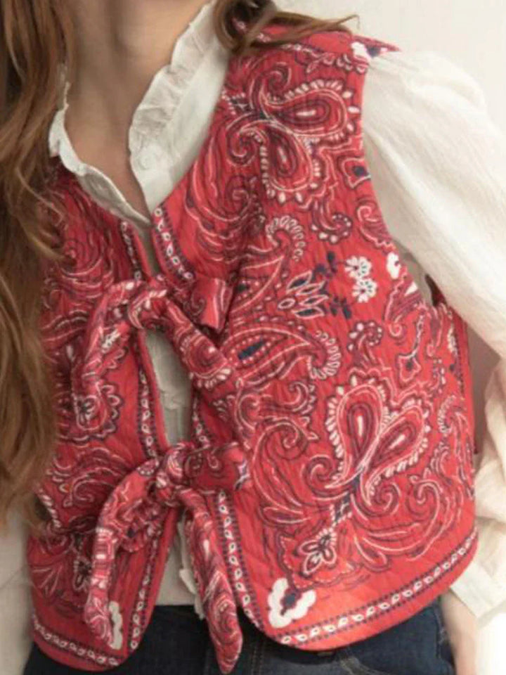 Y2K červený bandana zavinovací top – trendy cropovaný streetwear horní díl - Liora
