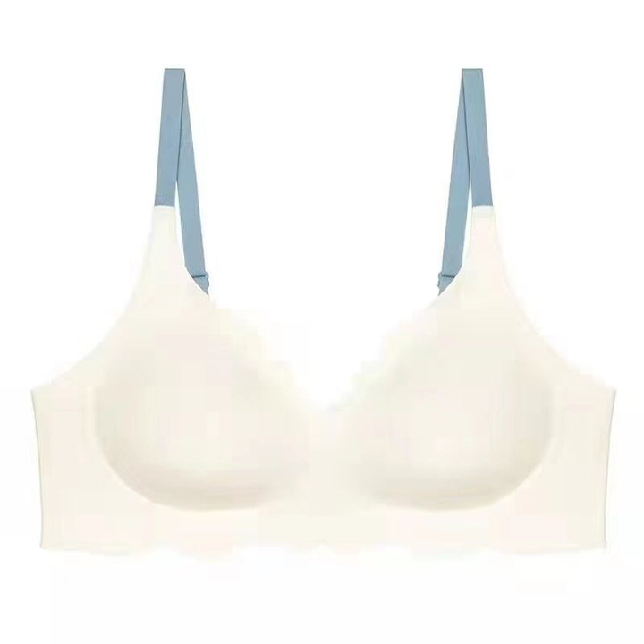 Damen-BH, nahtlos, weiß, blaue Träger, bequem, Unterwäsche, Alltagsgebrauch