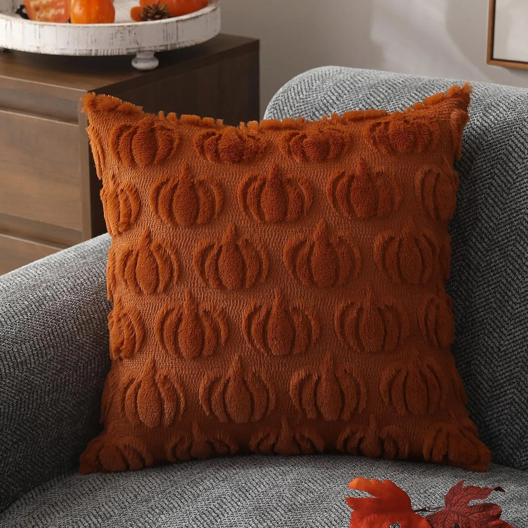 Měkký polštářový povlak z umělé kožešiny pro podzimní dekoraci – RusticCozy