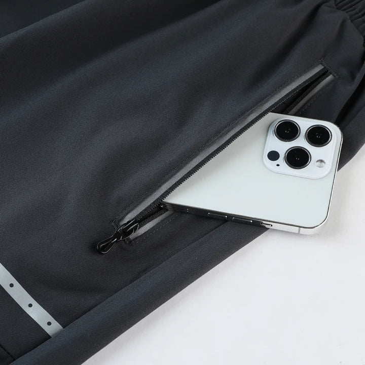 Sportovní a stylové slim-fit tréninkové šortky s kapsami na zip – Kian
