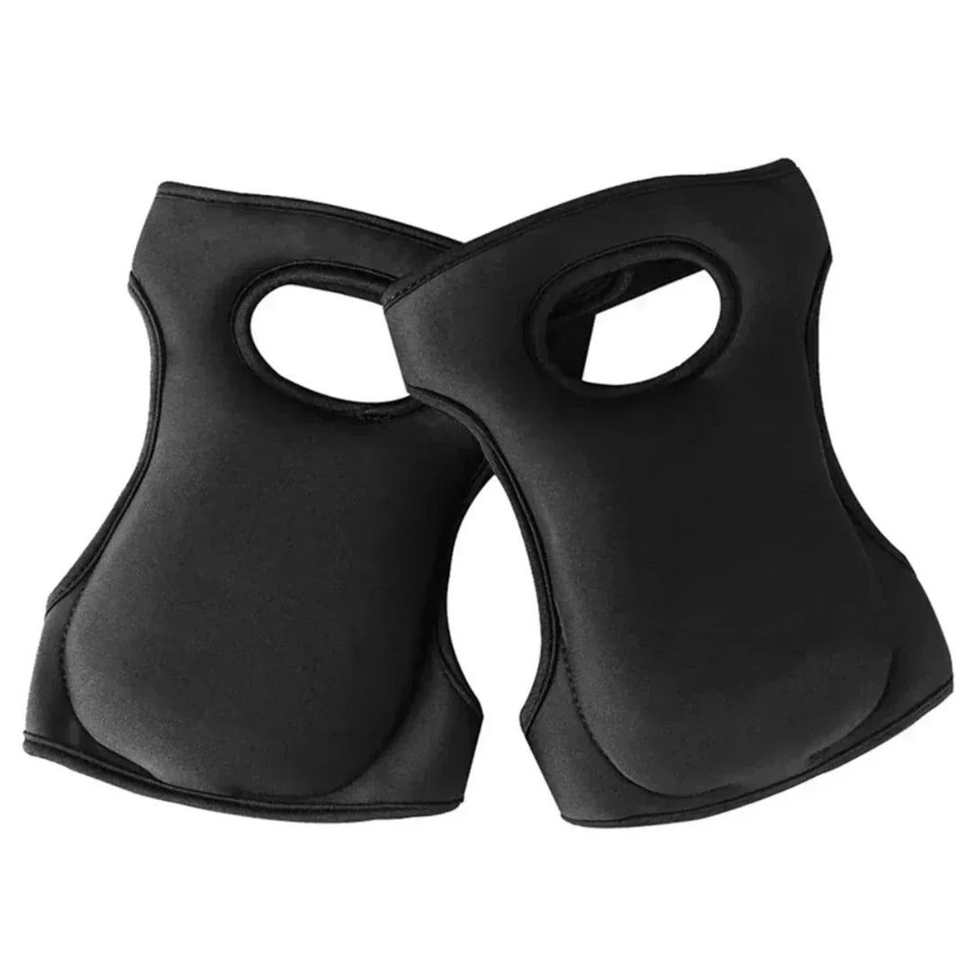 Schwarze Neopren-Knieschützer, ergonomisch, für Sport und Fitness, stoßdämpfend.
