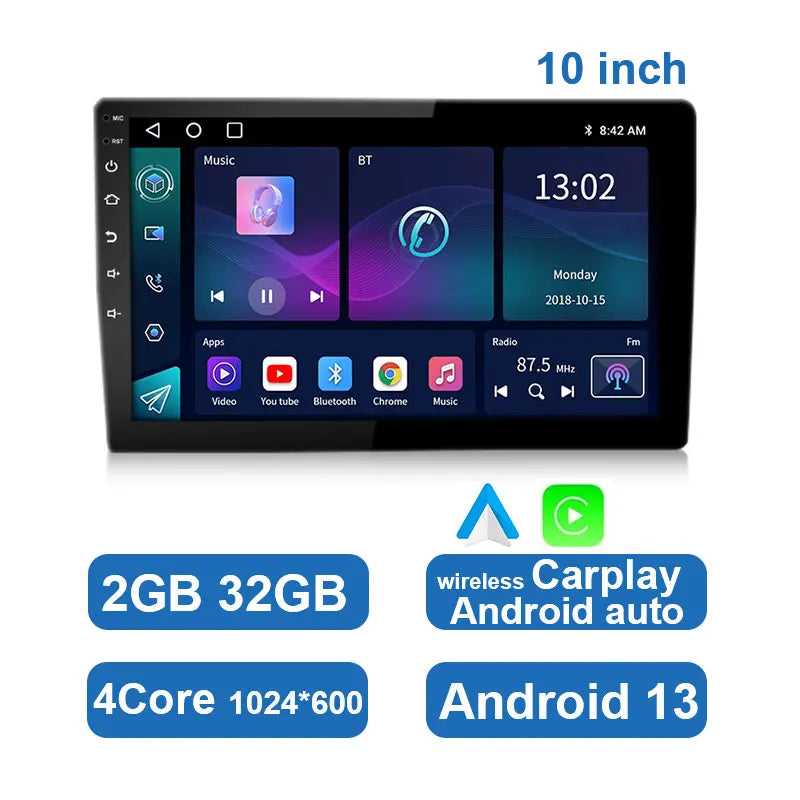 Univerzální autorádio s Androidem, dotykovým displejem, GPS a bezdrátovým CarPlay