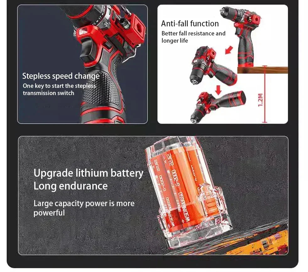 Akumulátorový bezkartáčový rázový utahovák 20 V – DrillMate