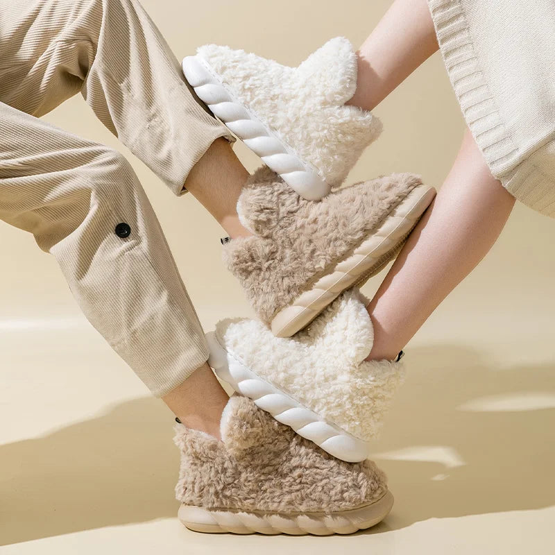 Teplé dámské pantofle z bavlny a plyše – CozySteps