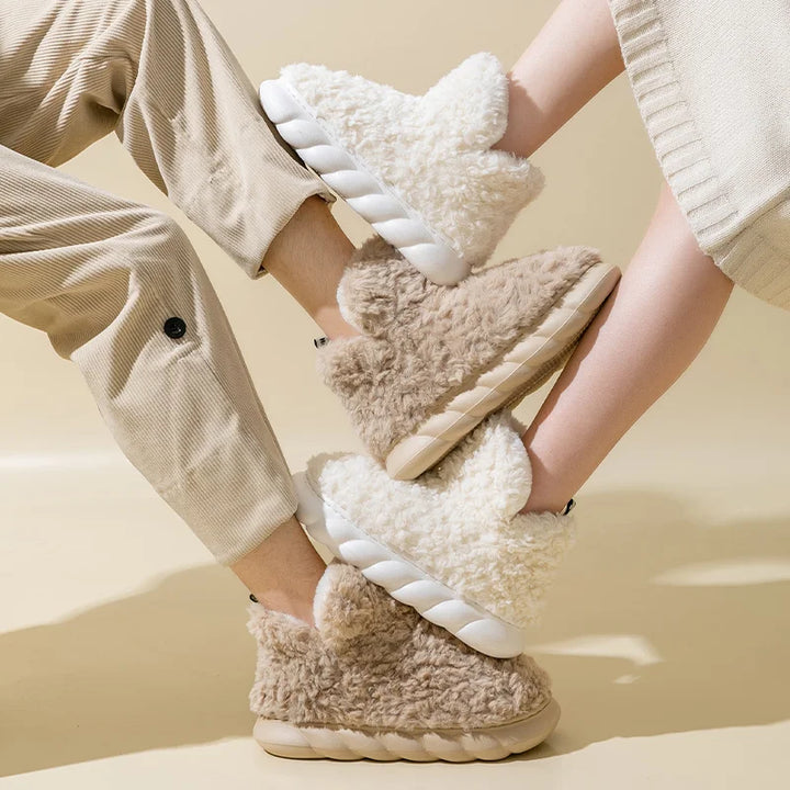Teplé dámské pantofle z bavlny a plyše – CozySteps