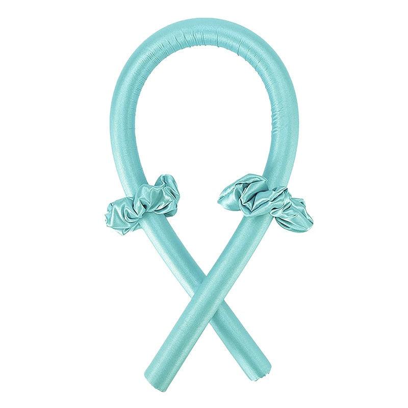 Seidenes Lockenband türkis, hitzefrei, Haarstyling, Lockenwickler, Haarpflege-Accessoire.