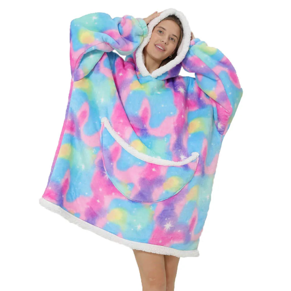 Přehnaná fleecová deka s kapucí a kapsami – SnugJoy