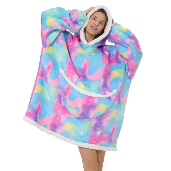 Přehnaná fleecová deka s kapucí a kapsami – SnugJoy