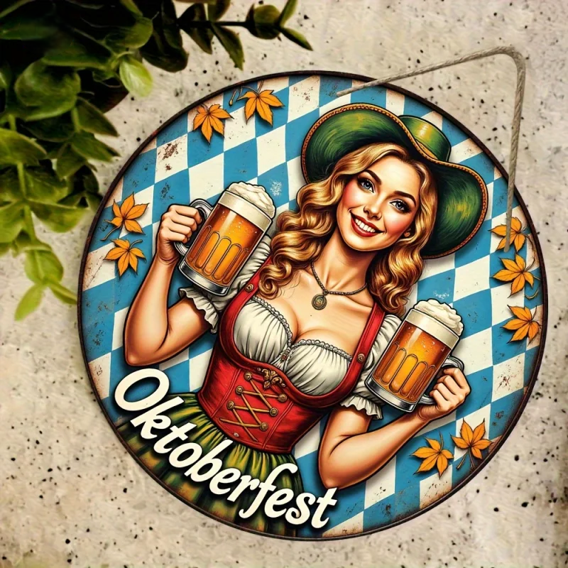 Kulatá nástěnná dekorace "Oktoberfest-Madl" (20 cm) – BierMaid Art Oktoberfest 2025