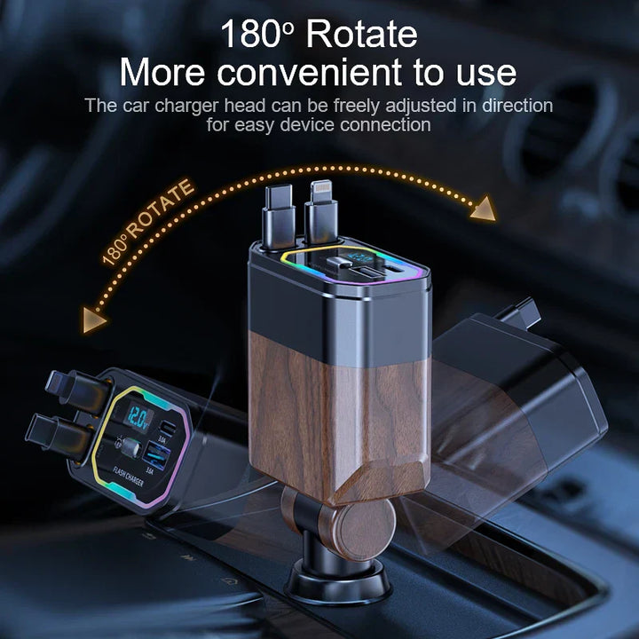 120W 4 v 1 rozšiřitelná autonabíječka s adaptérem USB‑C a adaptérem do zapalovače – Vega