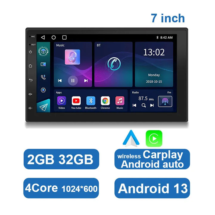 Univerzální autorádio s Androidem, dotykovým displejem, GPS a bezdrátovým CarPlay