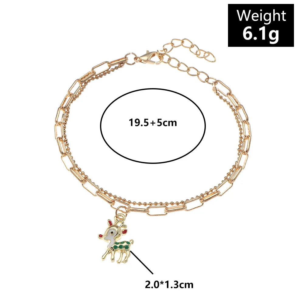 Goldenes Armband mit Reh-Anhänger, verstellbar, 19.5+5cm, 6.1g, modisches Schmuckstück.