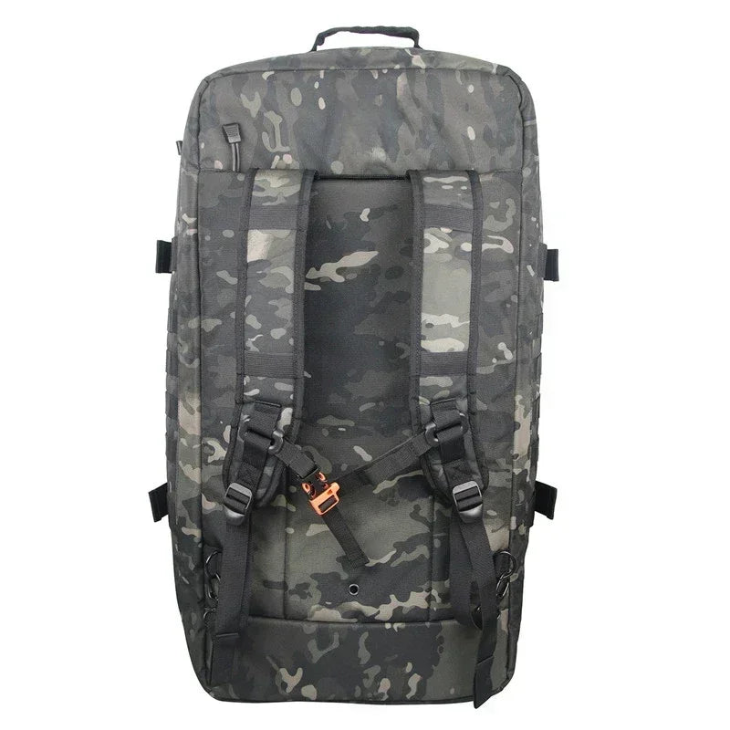 Camouflage-Rucksack, schwarz-grau, robust, Outdoor, Wandern, verstellbare Gurte, Unisex.