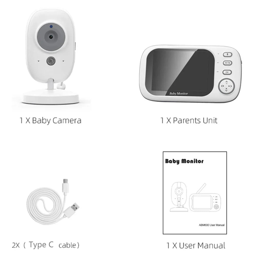 3,5palcová videochůvička s nočním viděním, ukazatelem teploty a obousměrnou komunikací.