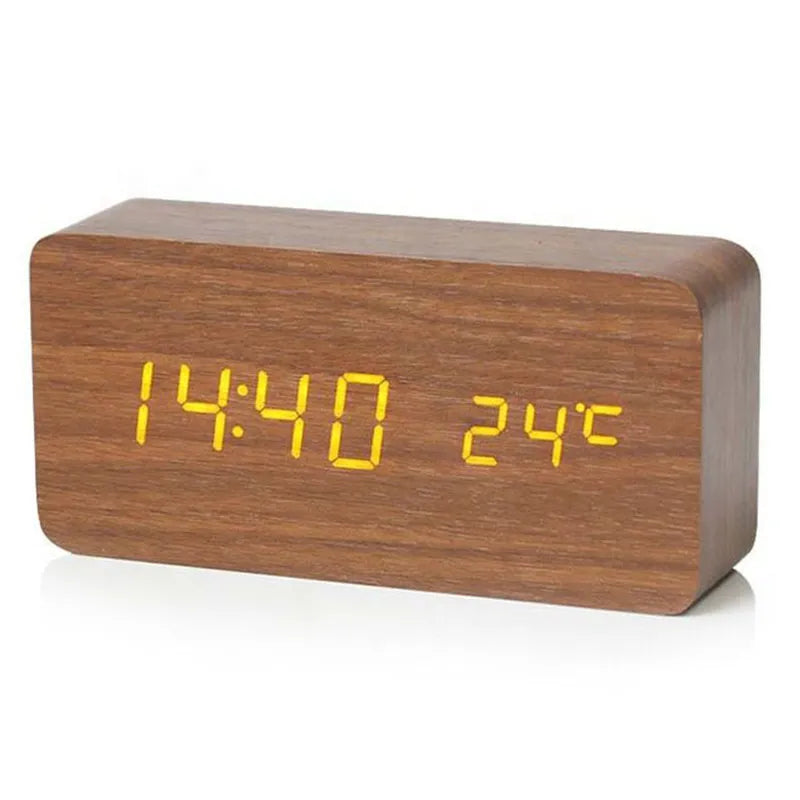 Digitální dřevěné hodiny s LED displejem – WoodSync