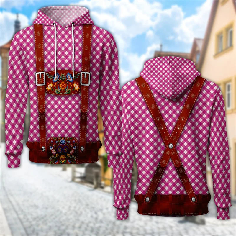 3D trachtenová mikina s kapucí a potiskem piva – ProstZeit Oktoberfest 2025